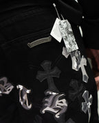 White & Black Camo Cross Patch Faded Black Jeans™