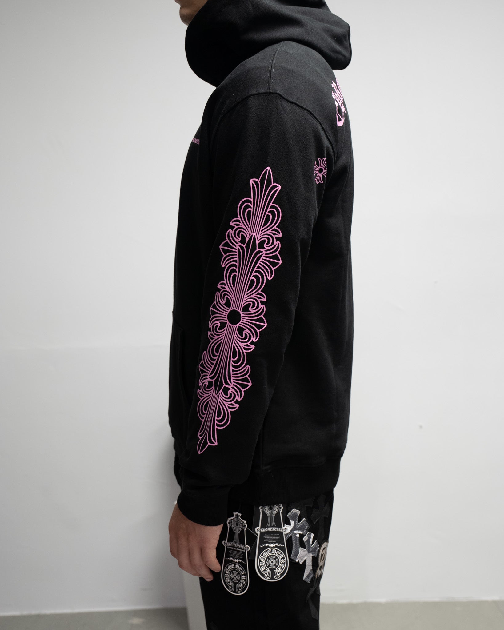 Pink Typography Logo USA Black Hoodie™