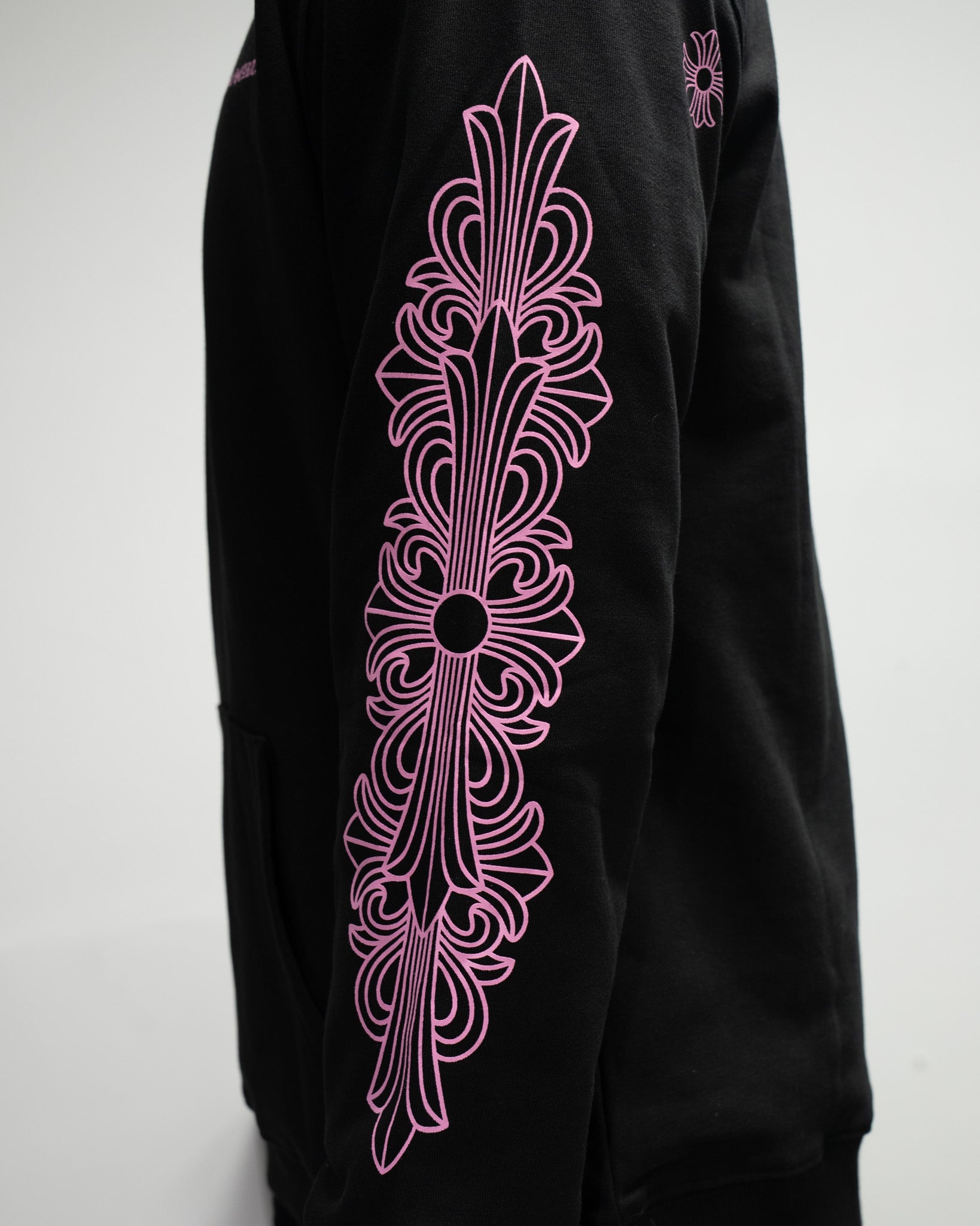 Pink Typography Logo USA Black Hoodie™