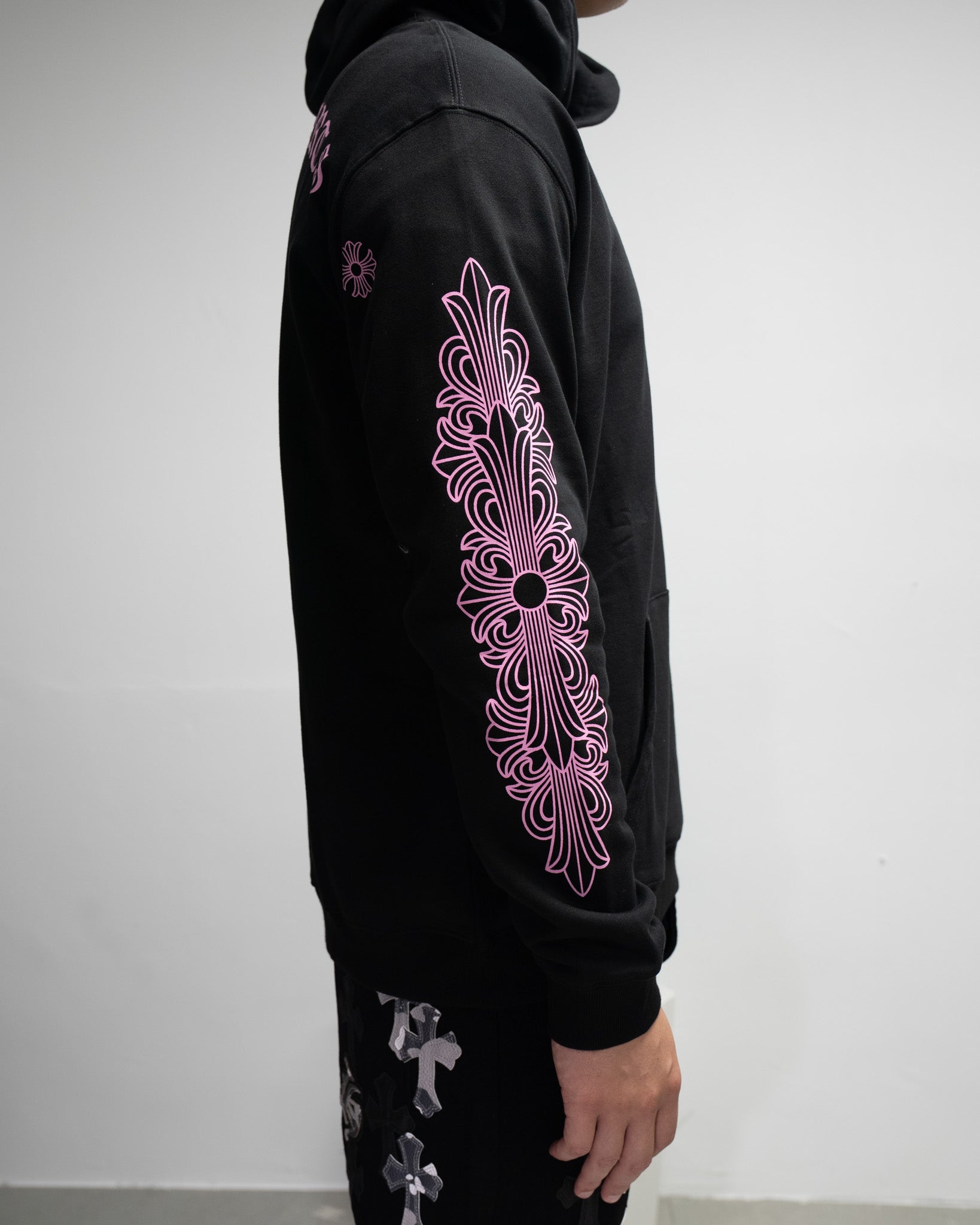 Pink Typography Logo USA Black Hoodie™