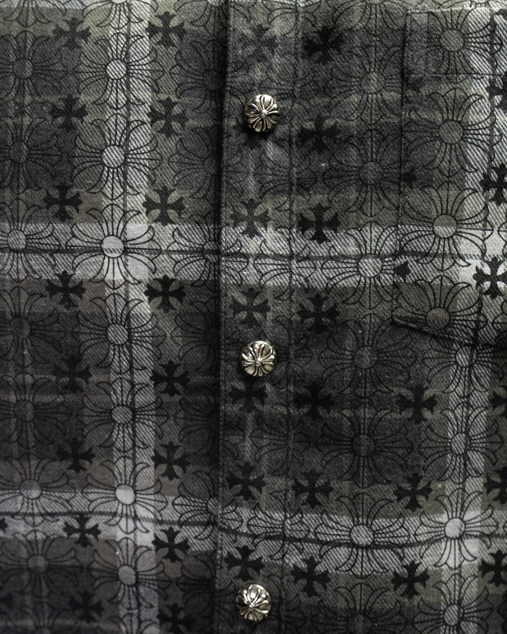Flower Cross Pattern Dark Grey Flannel™
