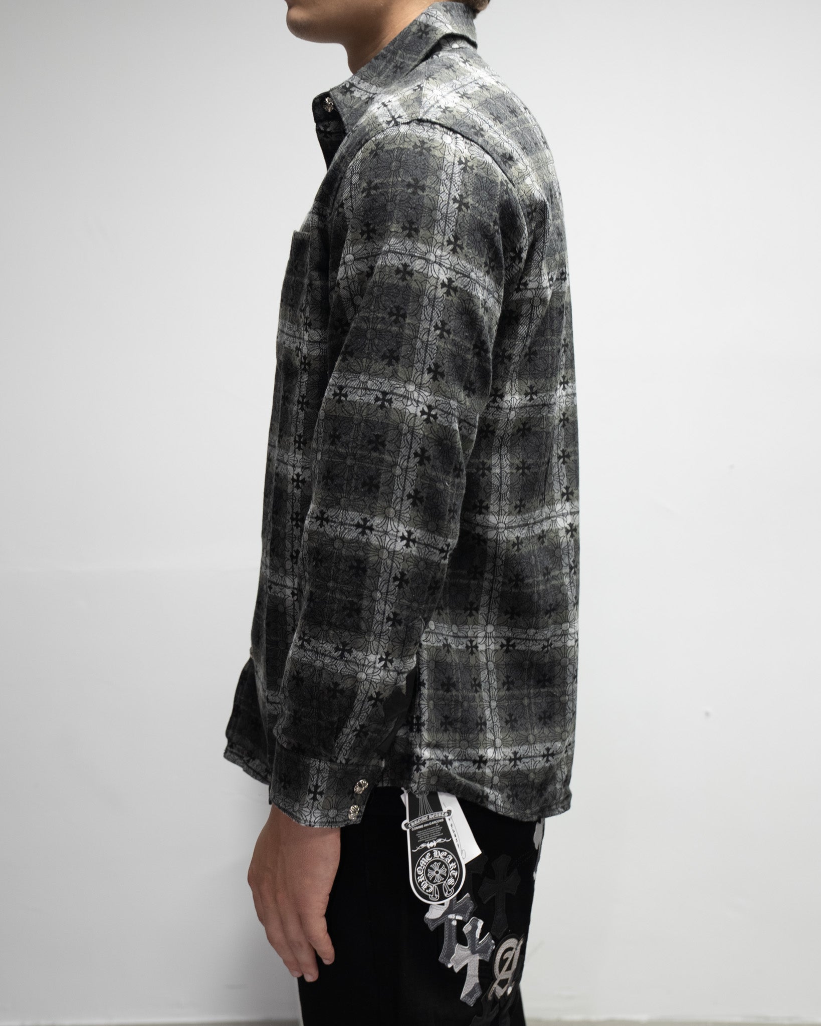 Flower Cross Pattern Dark Grey Flannel™