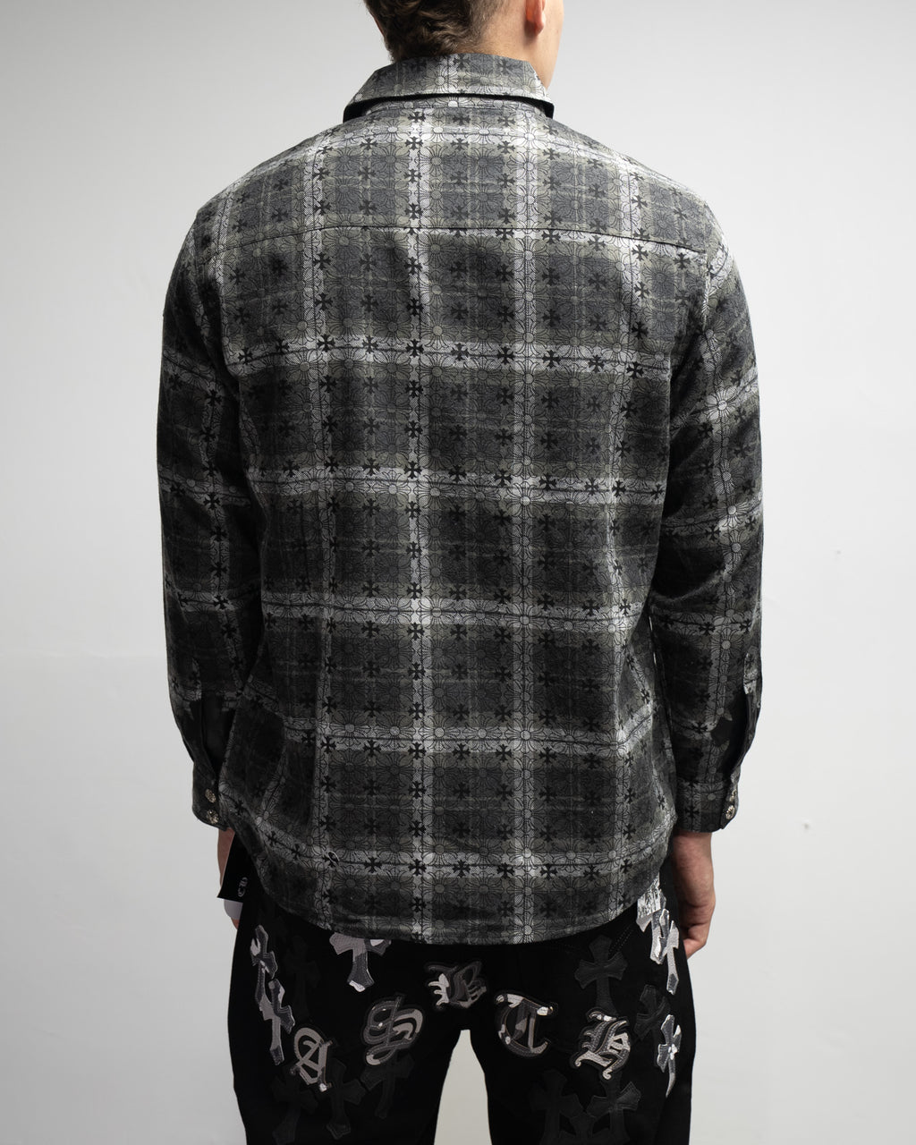 Flower Cross Pattern Dark Grey Flannel™
