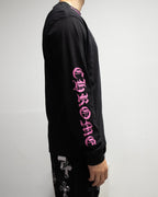 Pink Typography Collar Black Long Sleeve™