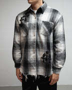 Black Leather Crosses & Fleur De Lis Checkered Grey Flannel™