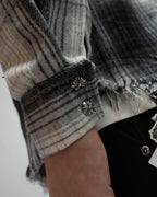 Black Leather Crosses & Fleur De Lis Checkered Grey Flannel™