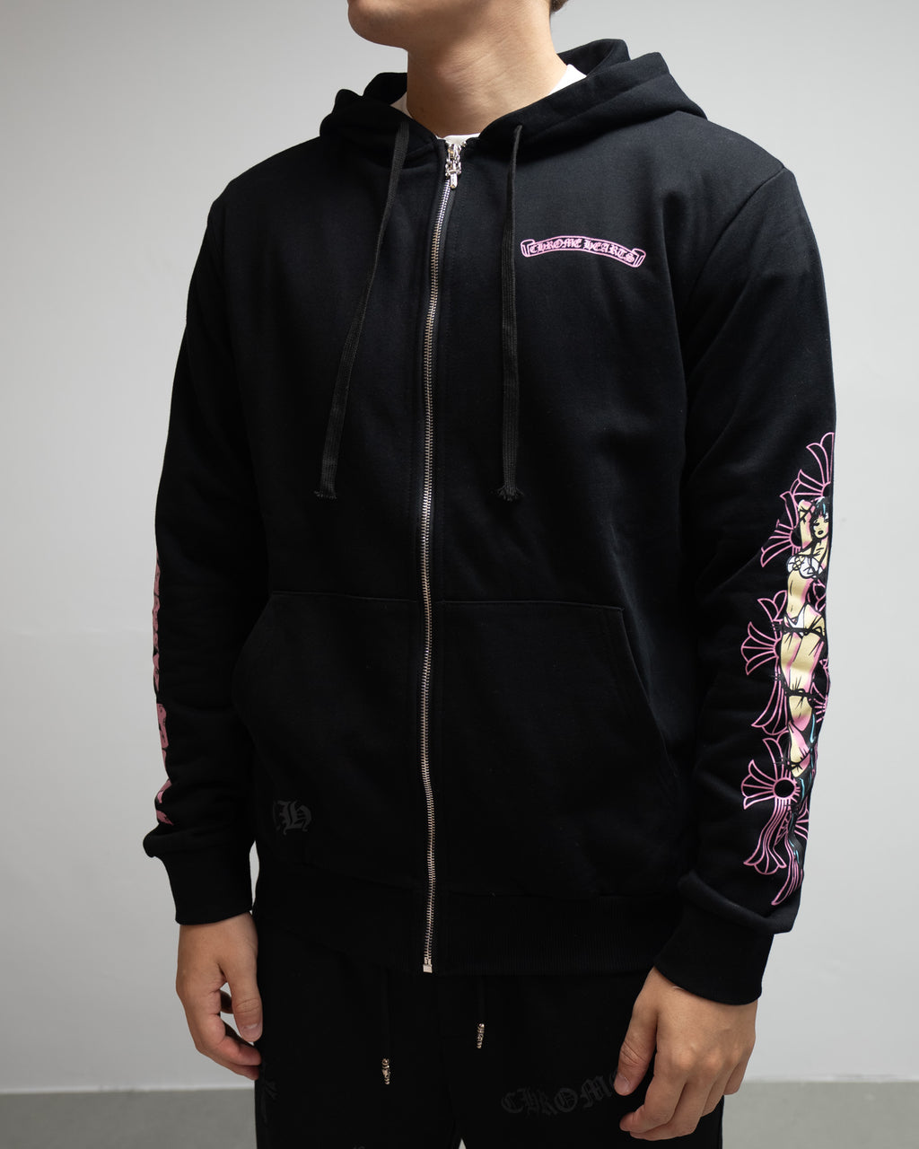 Pink Deadly Doll Black Full Zip Hoodie™