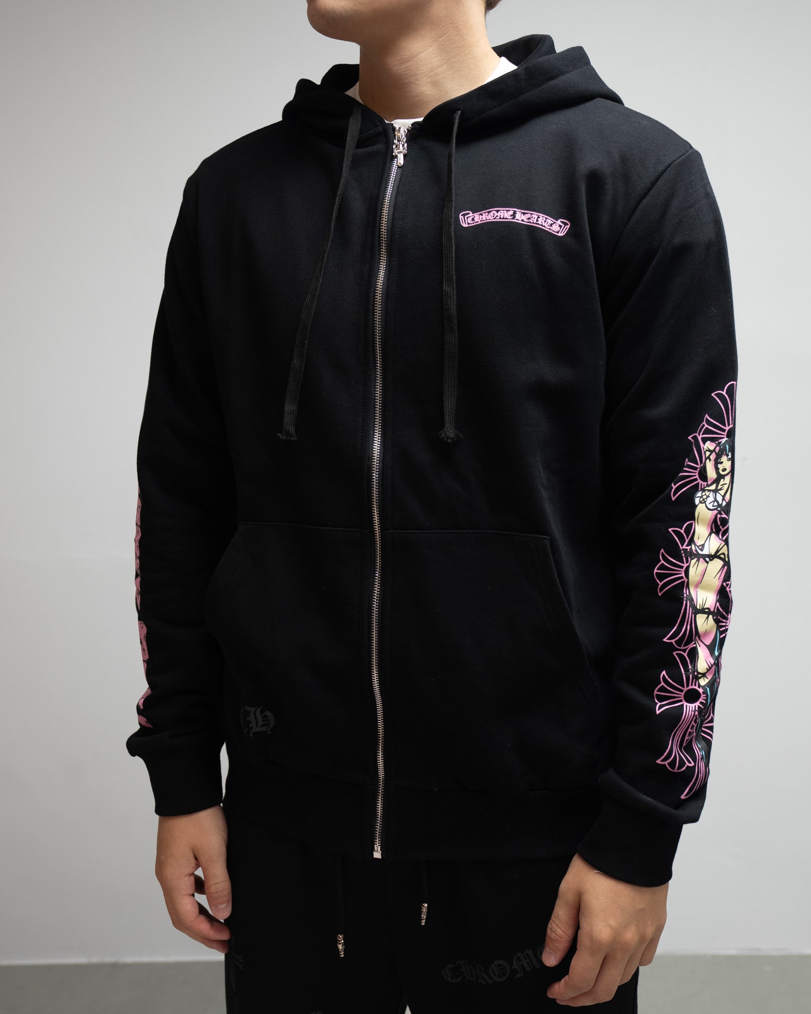 Pink Deadly Doll Black Full Zip Hoodie™