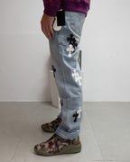 White & Black Cross Patch Light Denim Jeans™