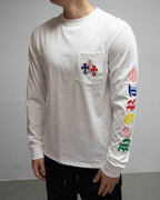 Stacked Multicolor Crosses White Long Sleeve™