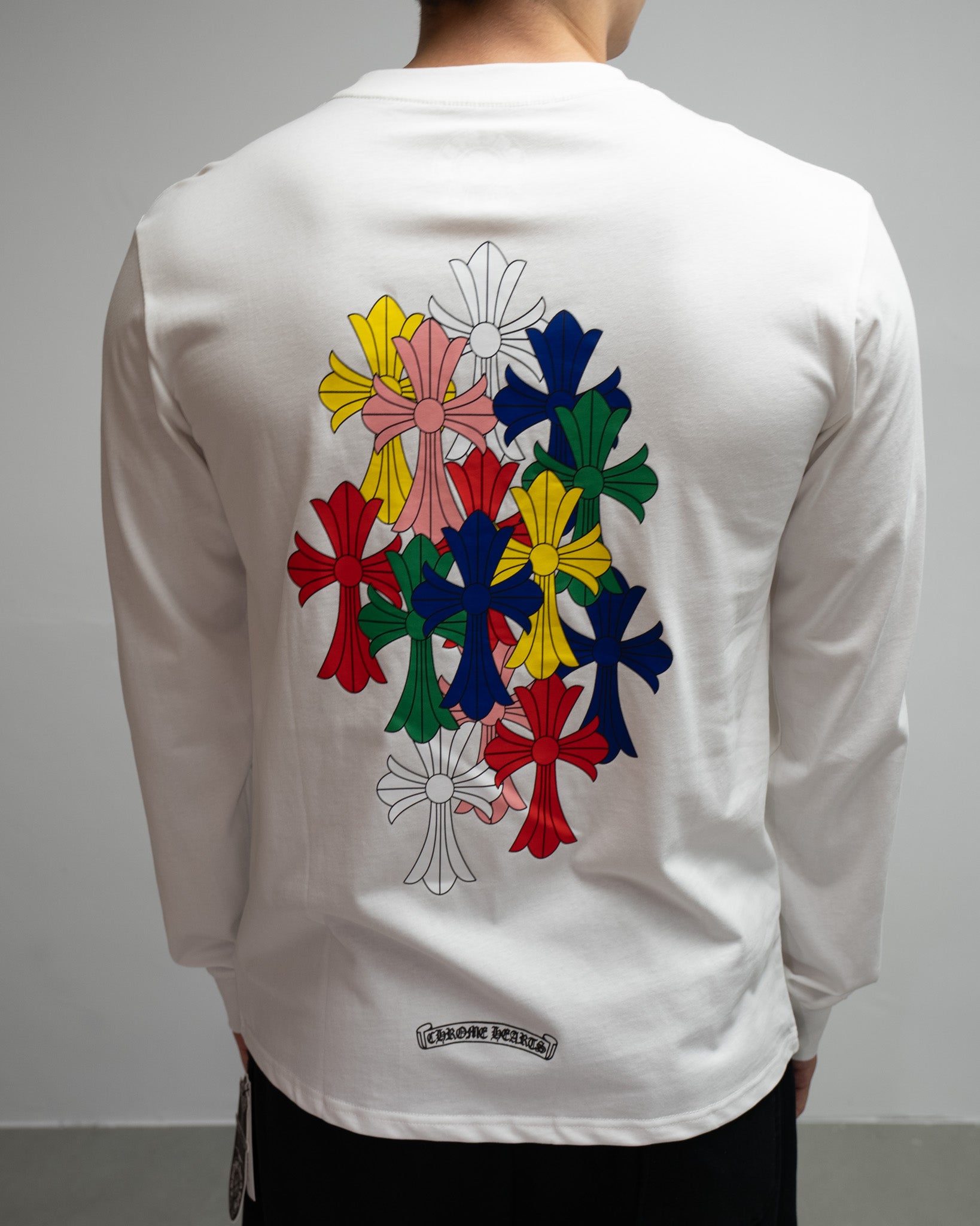 Stacked Multicolor Crosses White Long Sleeve™