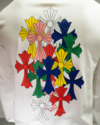 Stacked Multicolor Crosses White Long Sleeve™