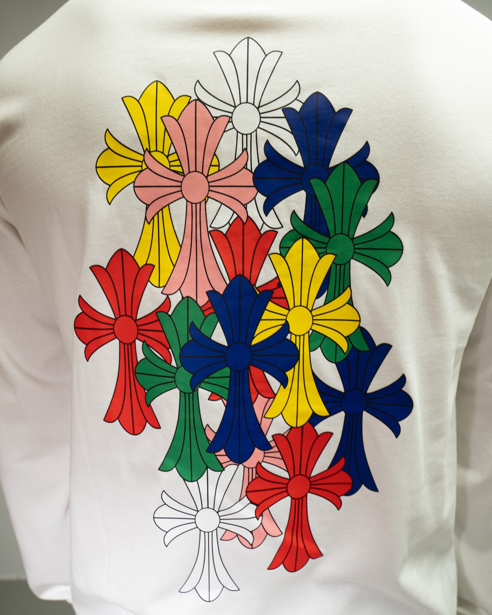Stacked Multicolor Crosses White Long Sleeve™