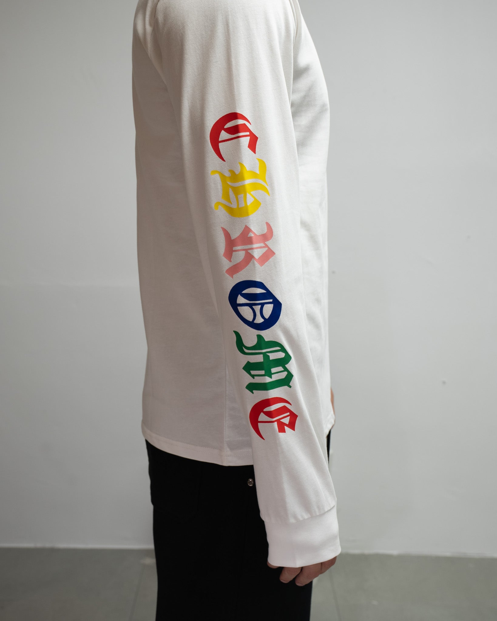 Stacked Multicolor Crosses White Long Sleeve™