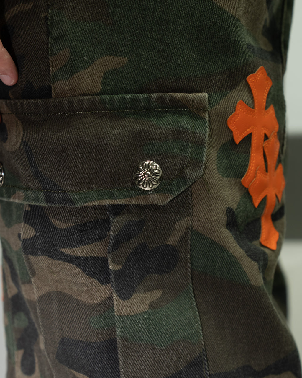 Orange Cross Patch Camo Shorts™