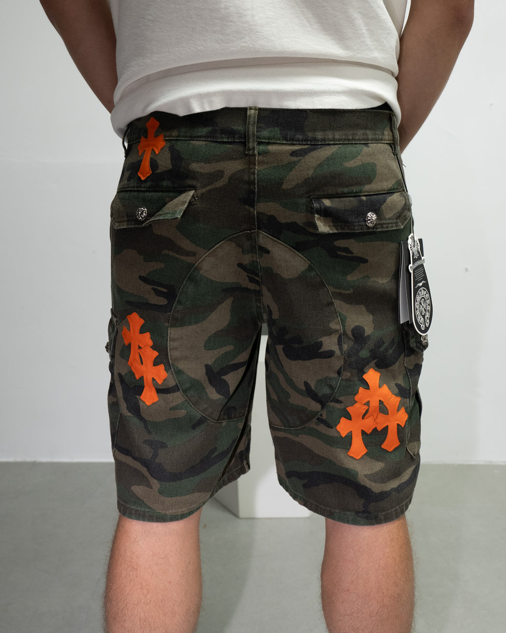 Orange Cross Patch Camo Shorts™