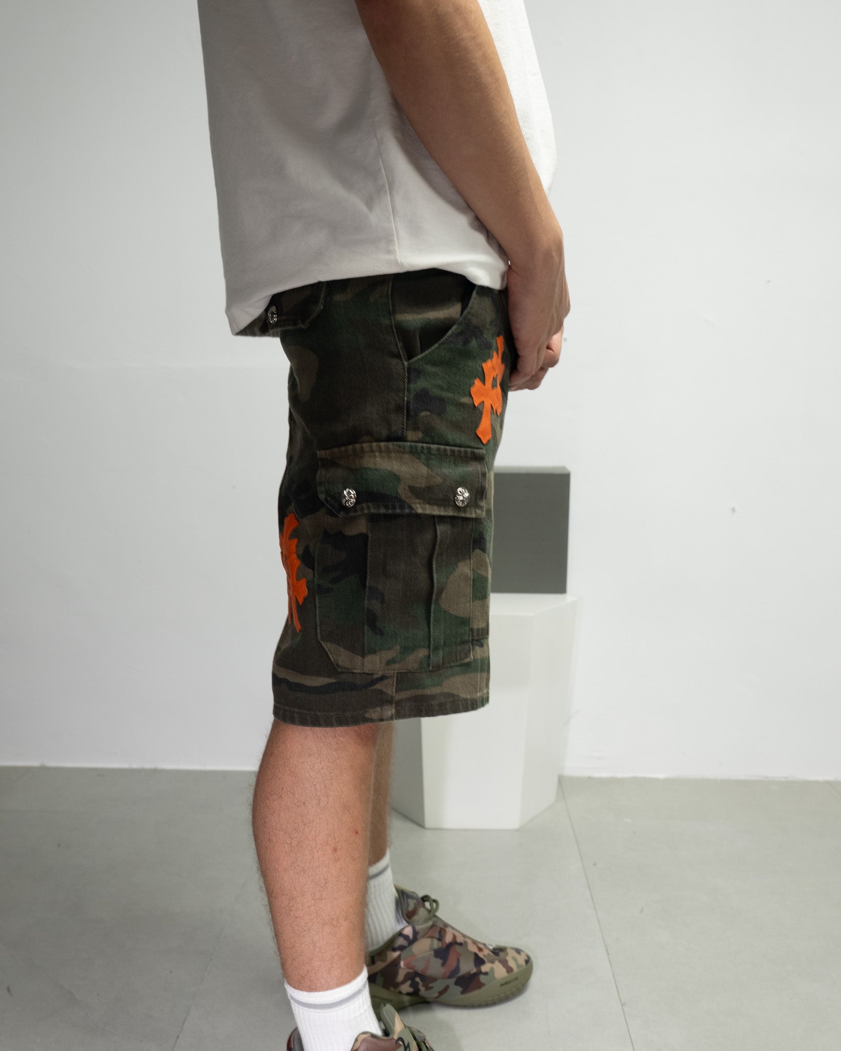 Orange Cross Patch Camo Shorts™