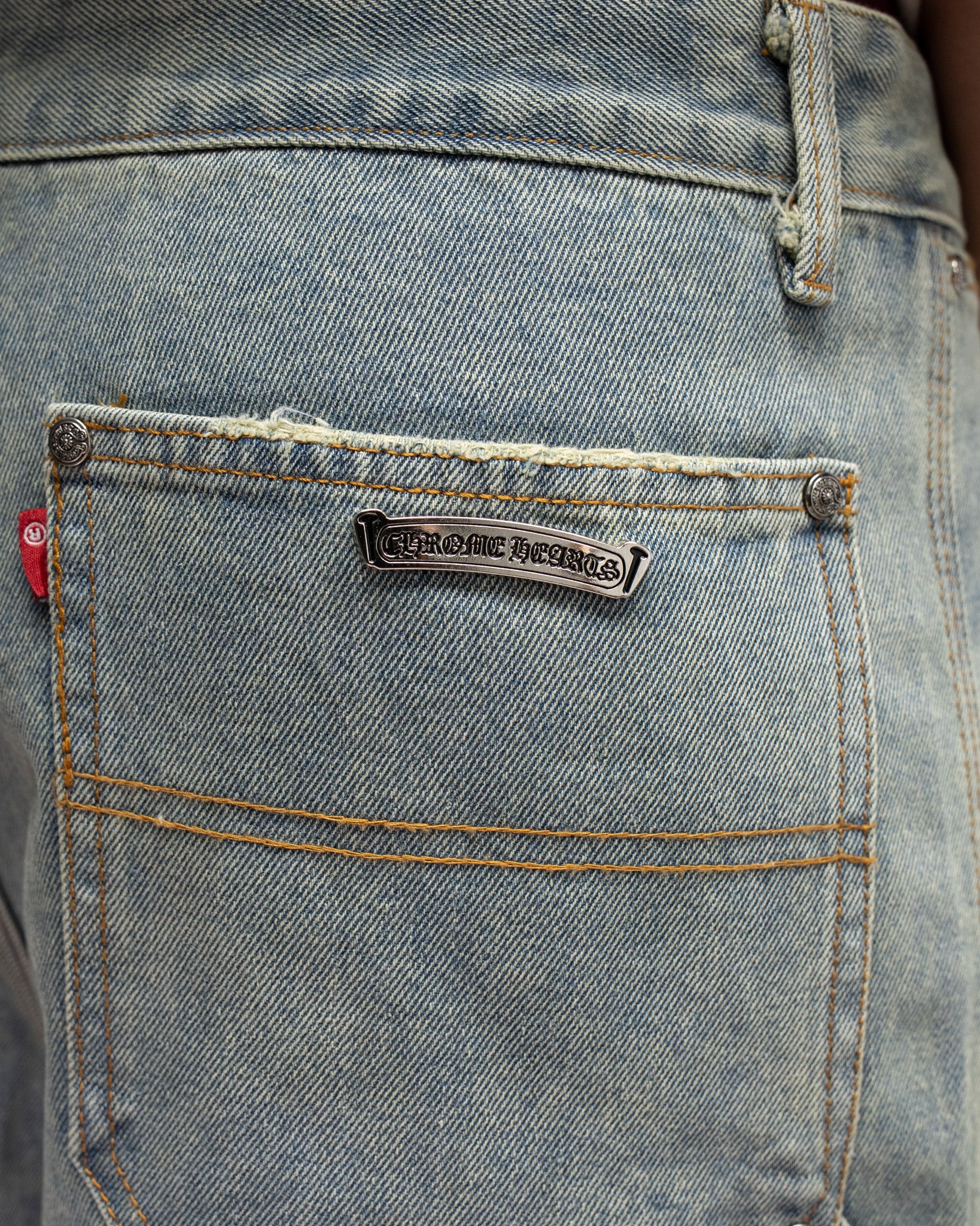 Pink Blue White Cross Patch Light Denim Shorts™