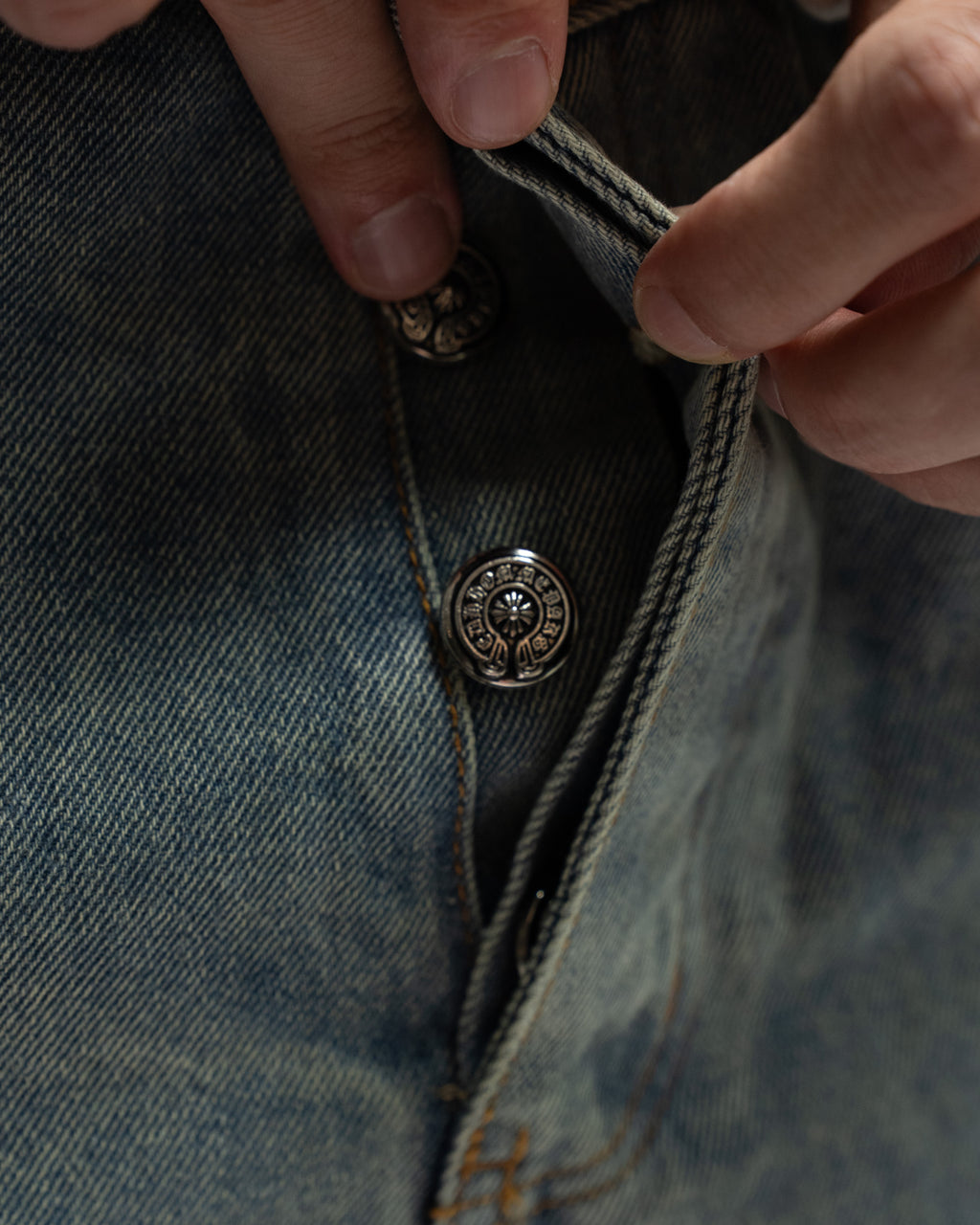 Pink Blue White Cross Patch Light Denim Shorts™