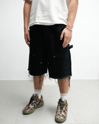 Black Cross Patch Black Jean Shorts™