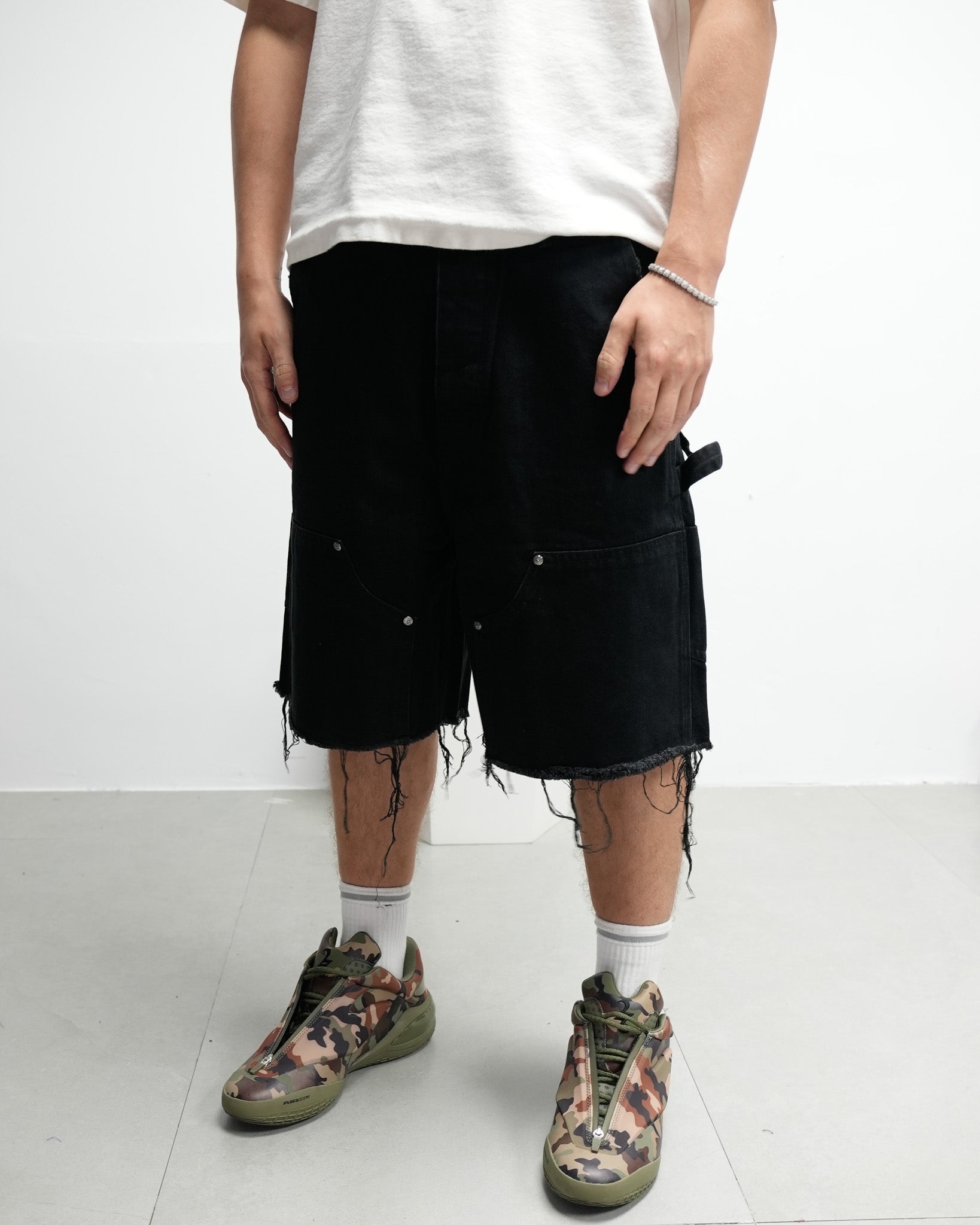 Black Cross Patch Black Jean Shorts™