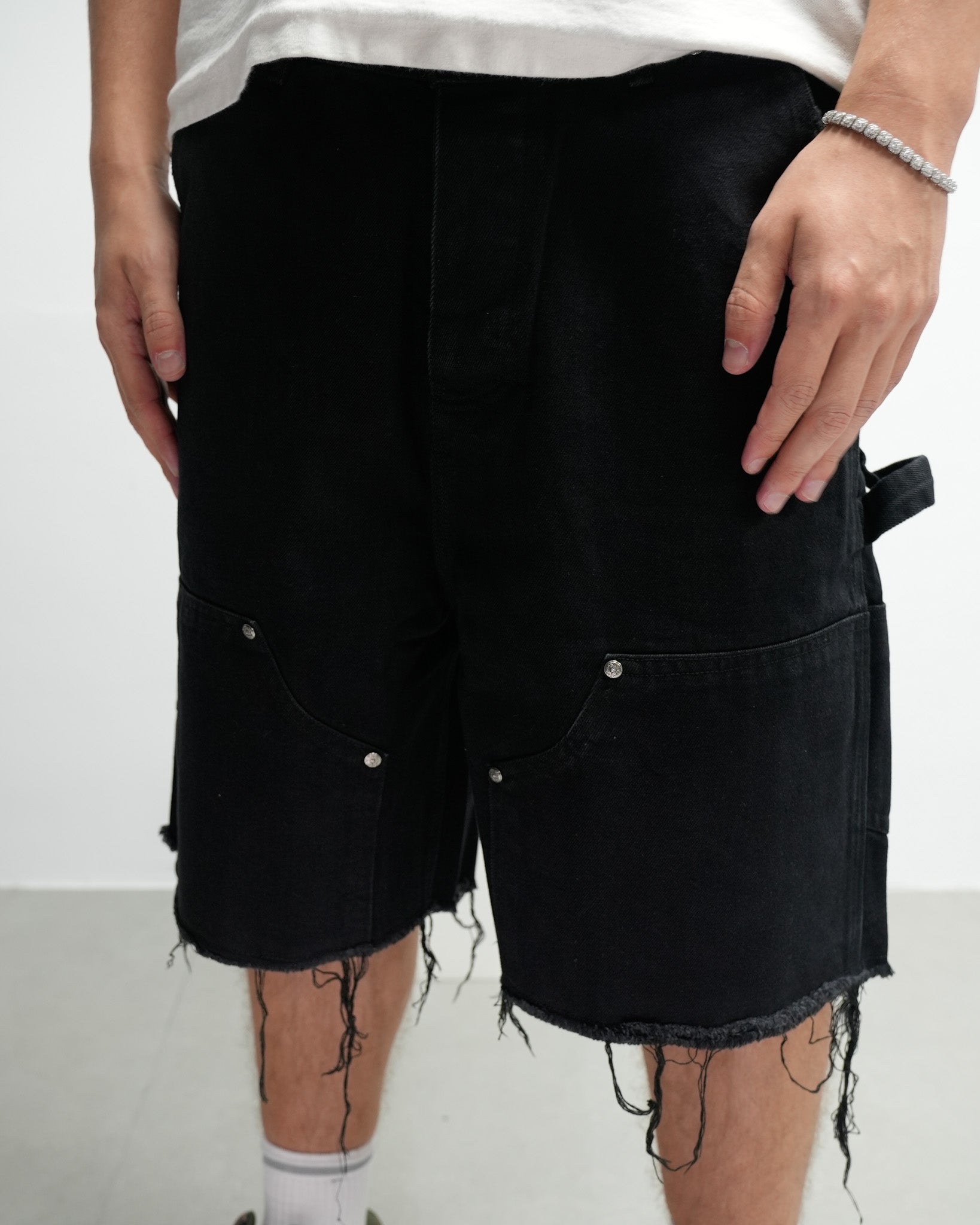 Black Cross Patch Black Jean Shorts™