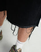 Black Cross Patch Black Jean Shorts™
