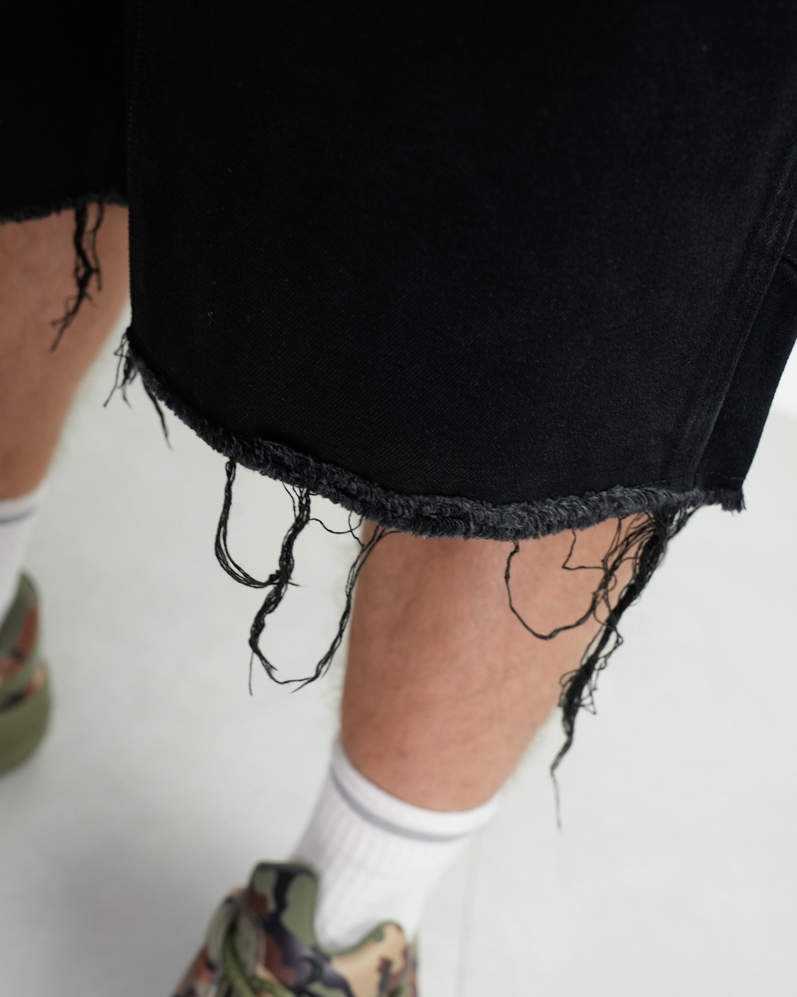 Black Cross Patch Black Jean Shorts™