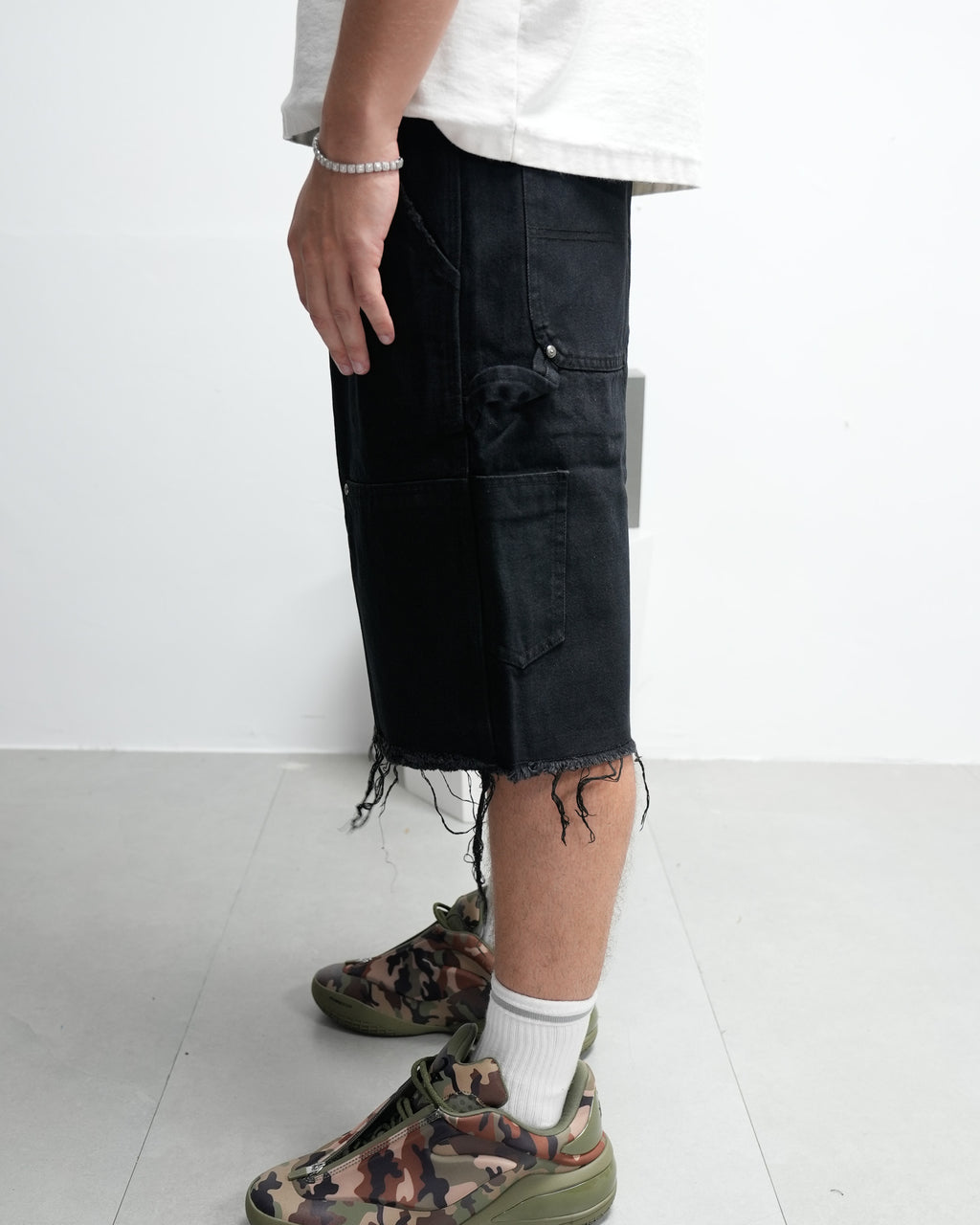 Black Cross Patch Black Jean Shorts™