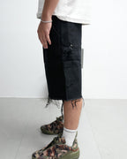 Black Cross Patch Black Jean Shorts™