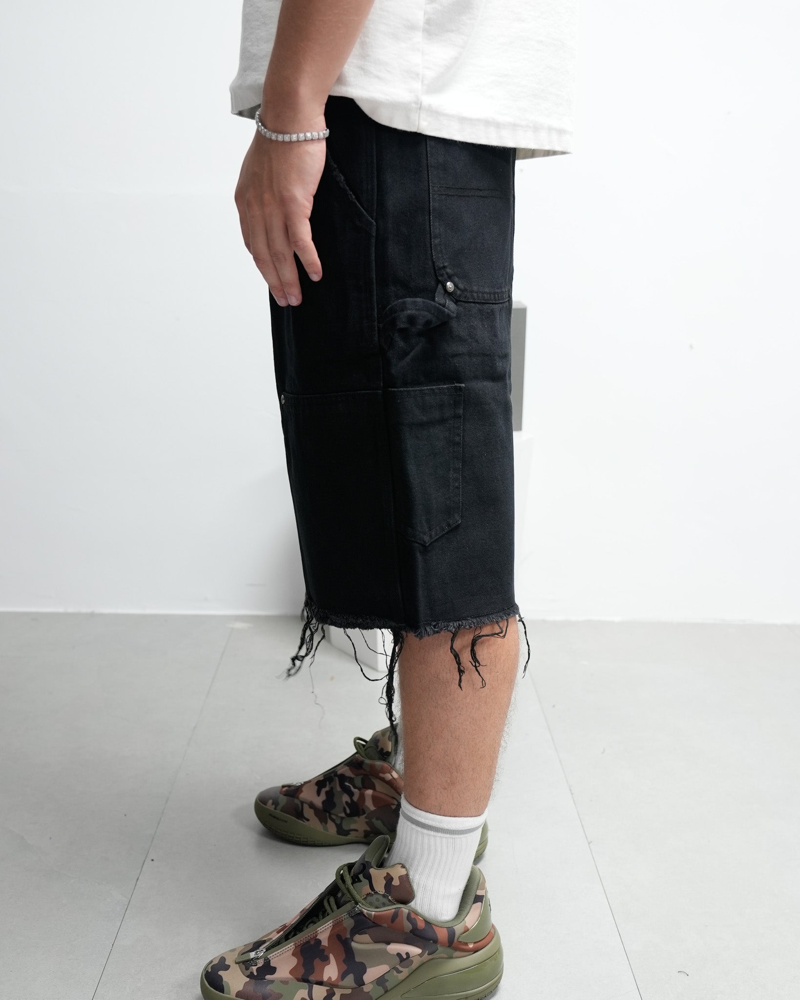 Black Cross Patch Black Jean Shorts™