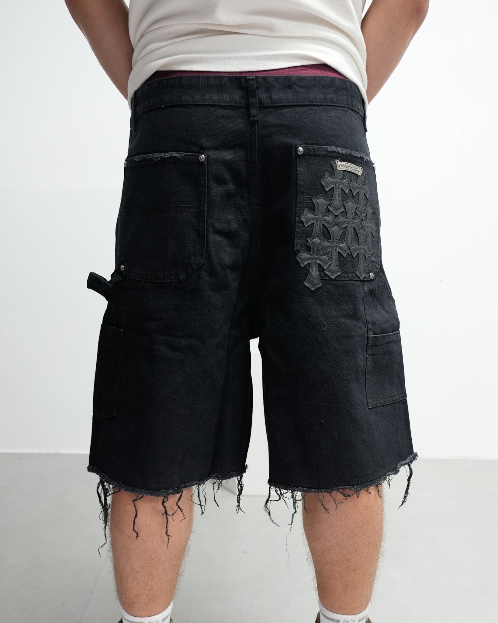 Black Cross Patch Black Jean Shorts™