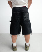 Black Cross Patch Black Jean Shorts™