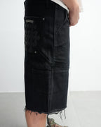 Black Cross Patch Black Jean Shorts™