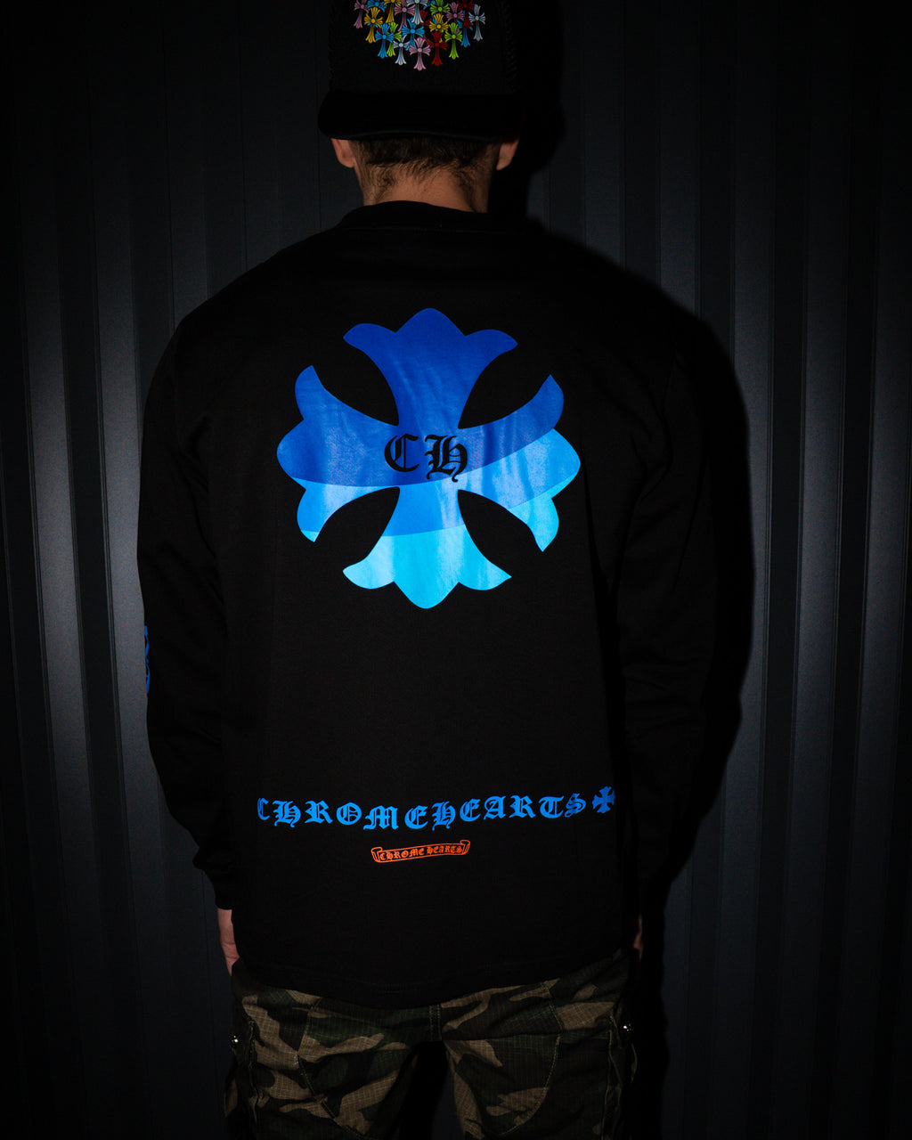 Blue Flower Cross Black Long Sleeve™
