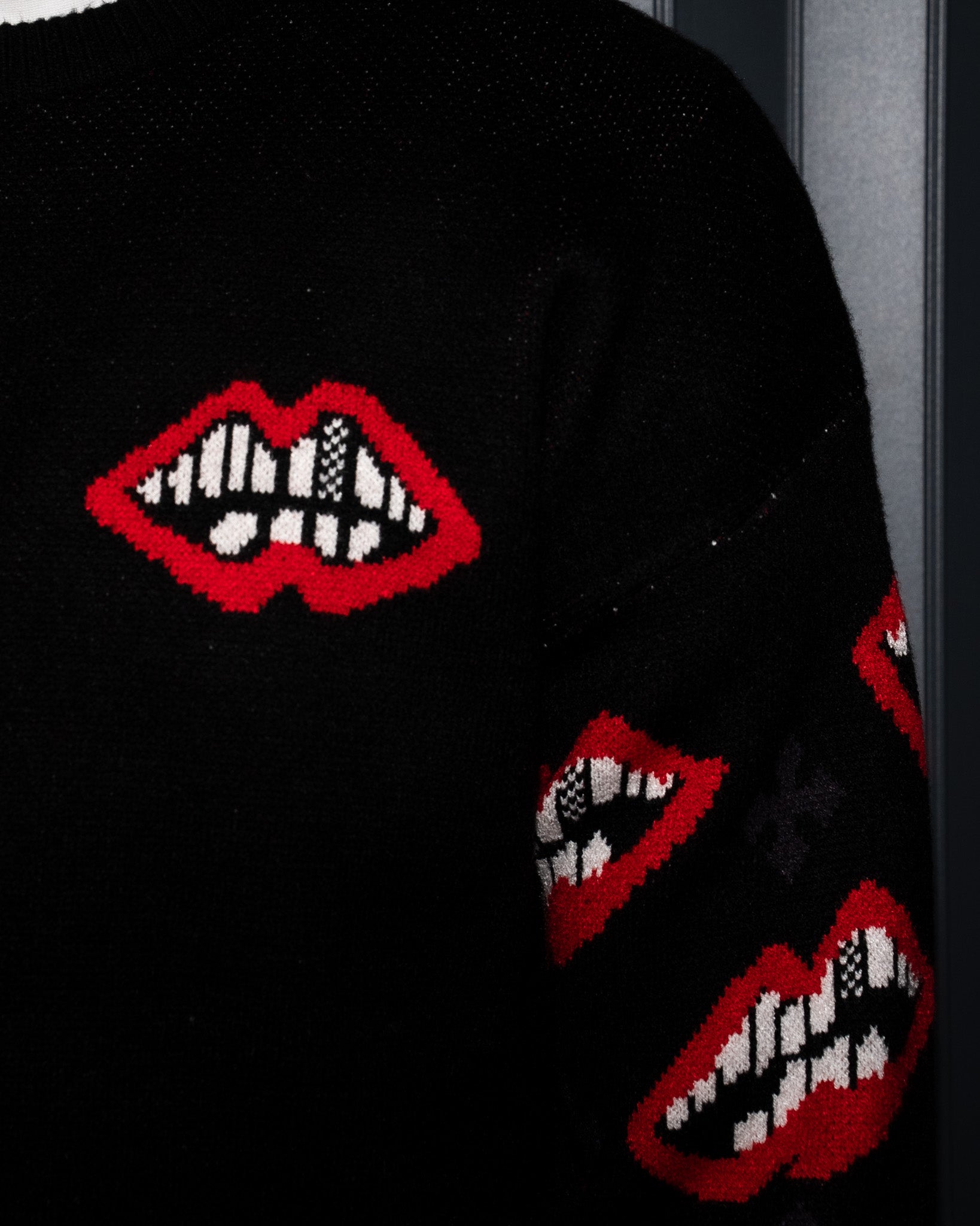 M-Boy Triple Red Cross Patch Black Knit Sweater™
