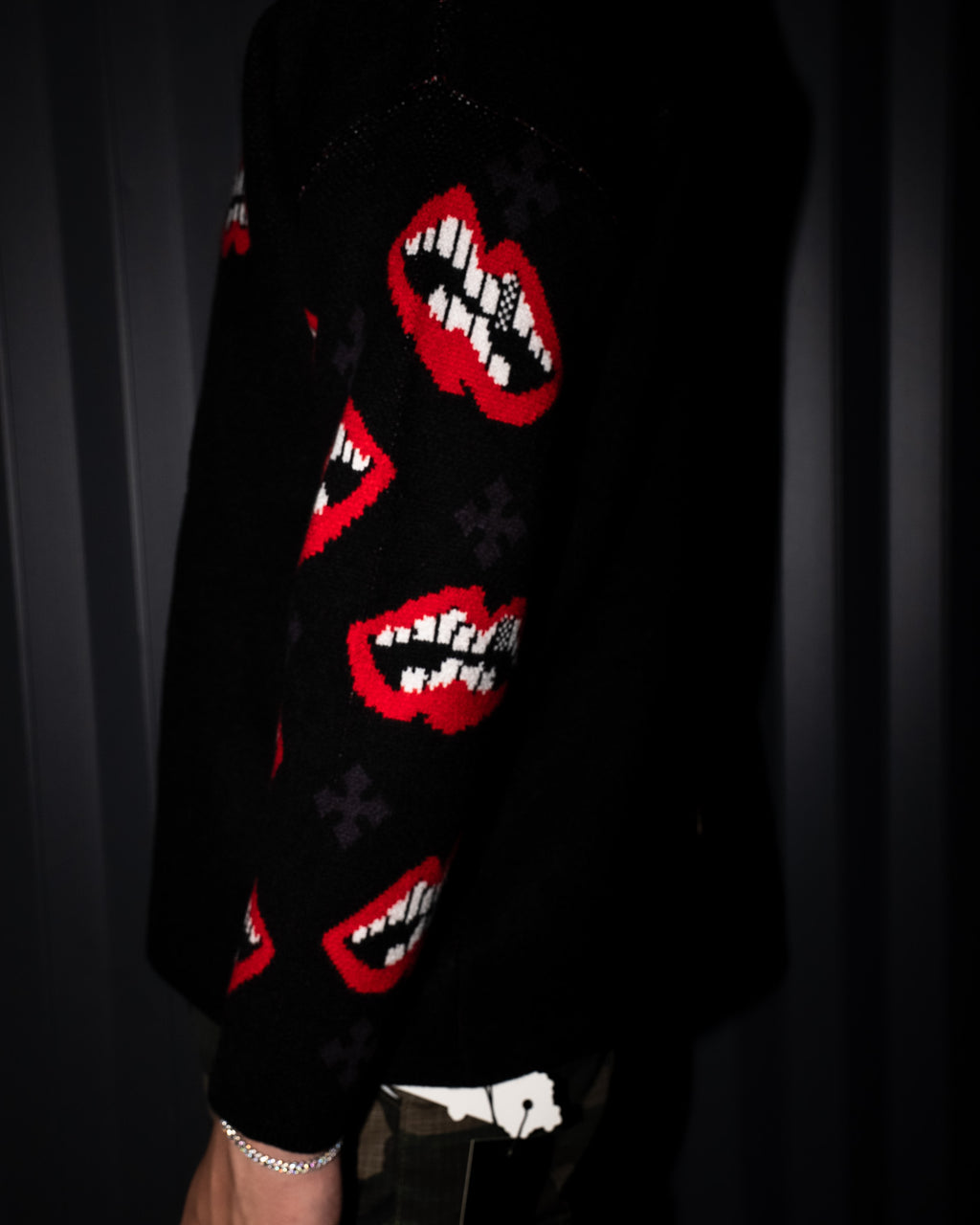 M-Boy Triple Red Cross Patch Black Knit Sweater™