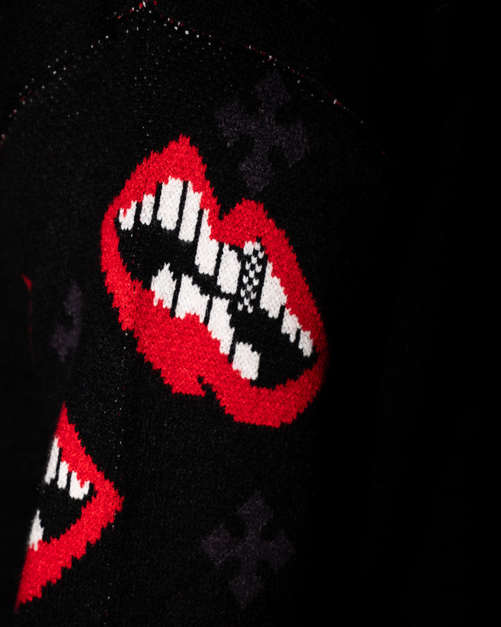 M-Boy Triple Red Cross Patch Black Knit Sweater™