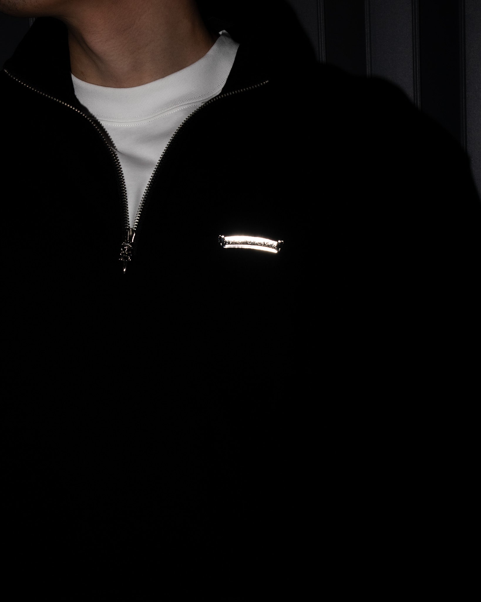 Hollywood White Triple Cross Black Fleece Quarter Zipper™