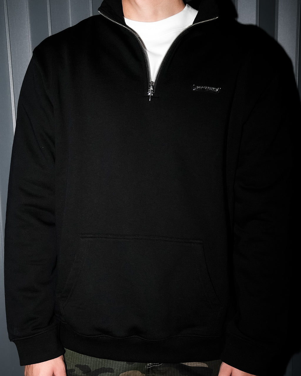 Hollywood White Triple Cross Black Fleece Quarter Zipper™