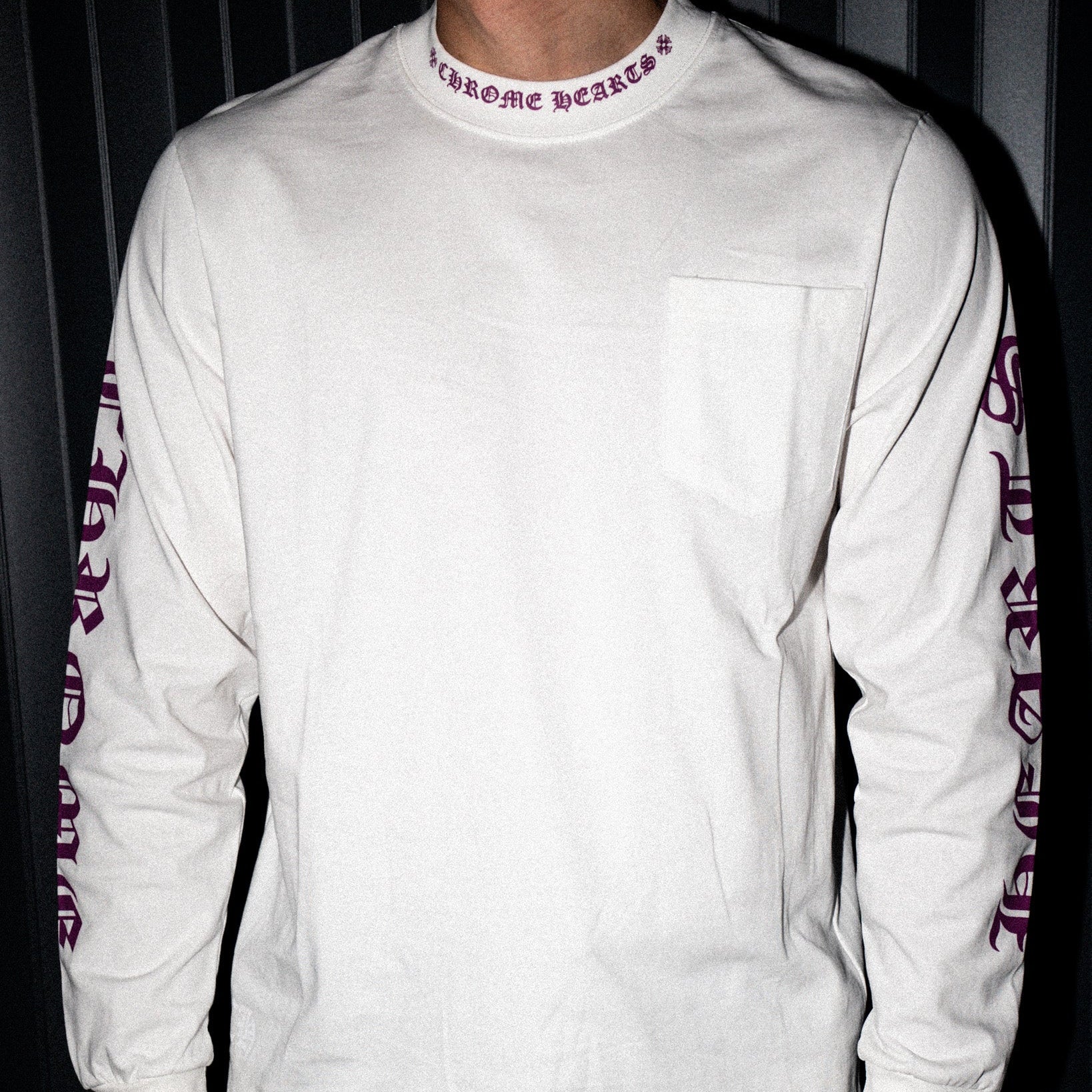 Purple Typography Collar White Long Sleeve™