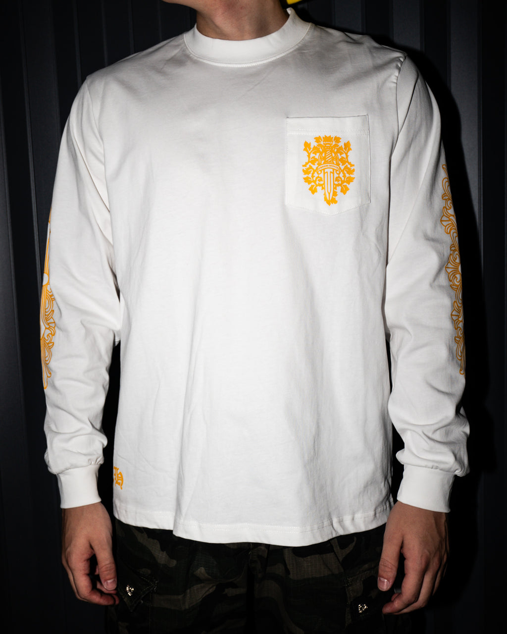 Yellow Dagger Crest White Long Sleeve™
