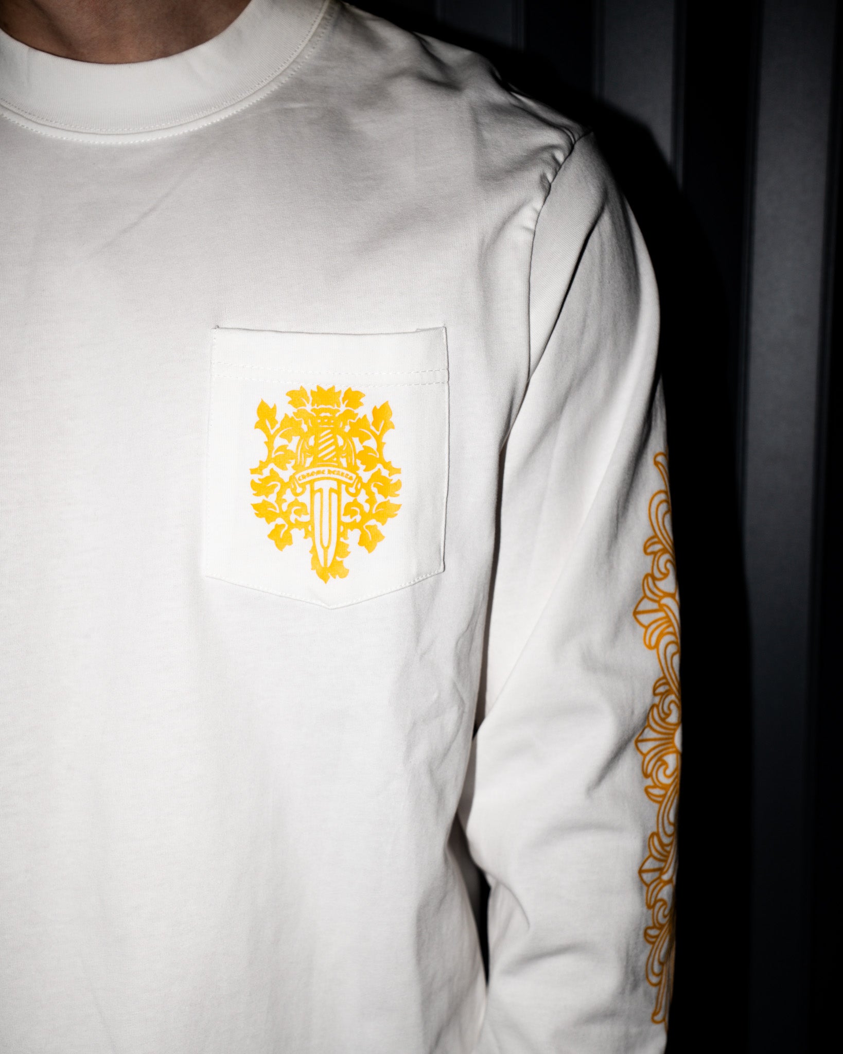 Yellow Dagger Crest White Long Sleeve™