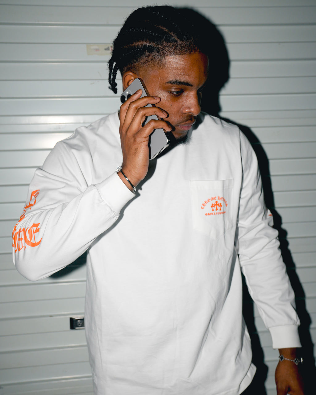 Hollywood Orange Triple Cross White Long Sleeve™