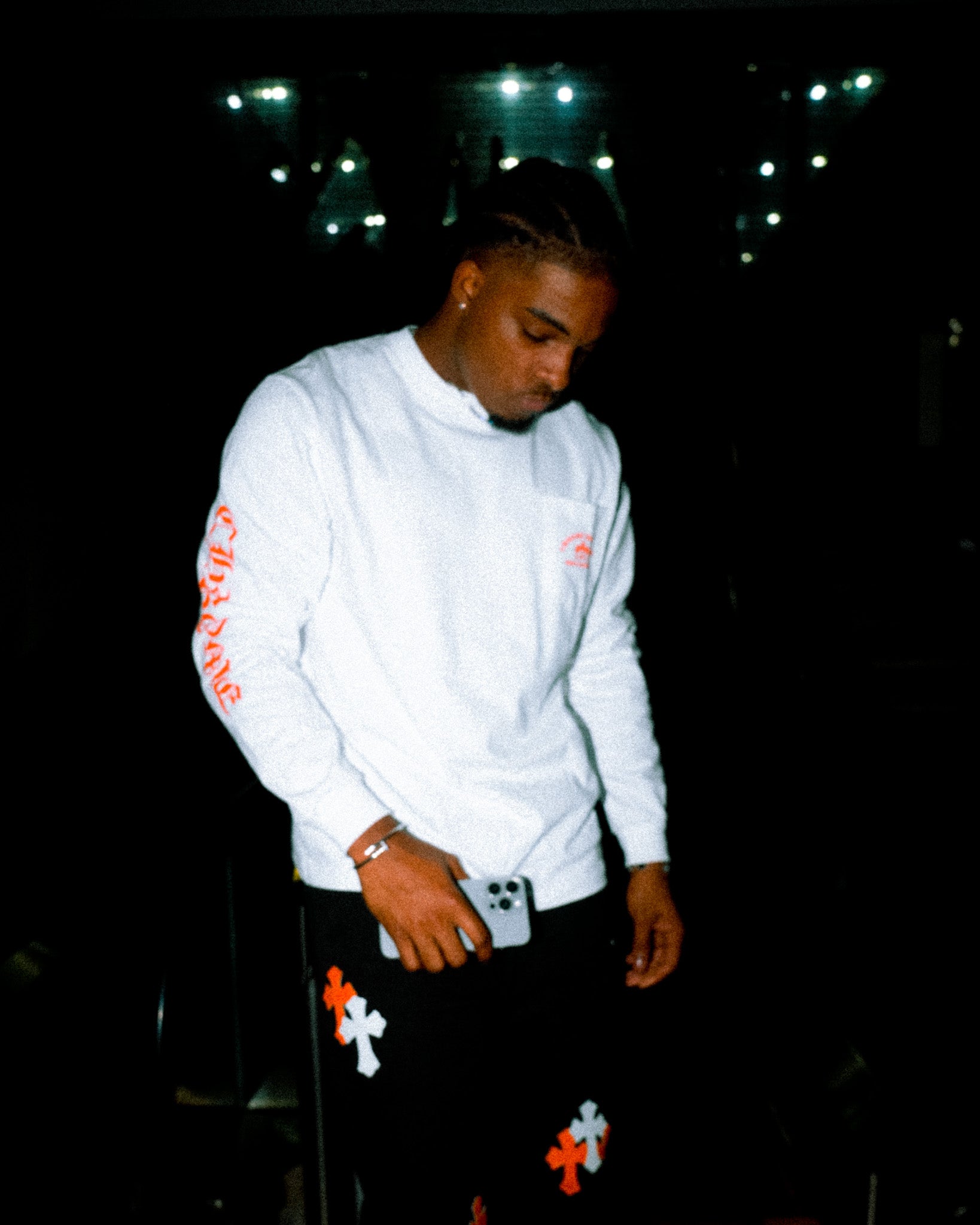 Hollywood Orange Triple Cross White Long Sleeve™
