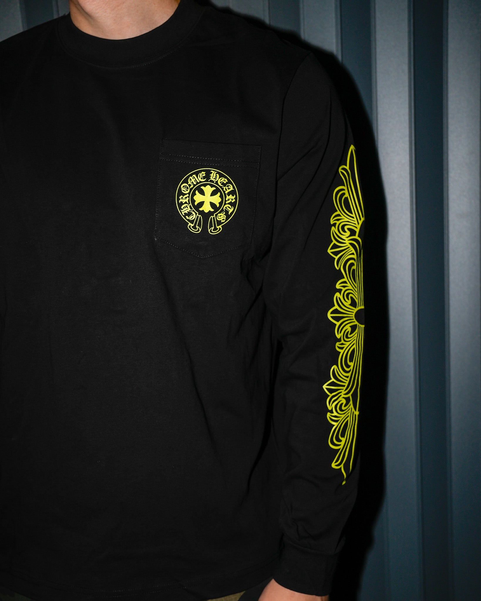 Yellow Typography Design Black Long Sleeve™