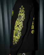 Yellow Typography Design Black Long Sleeve™