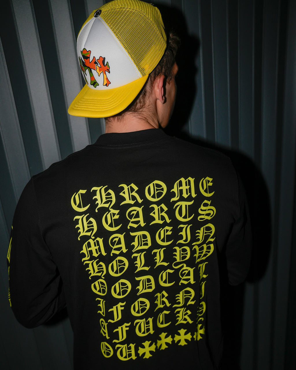Yellow Typography Design Black Long Sleeve™