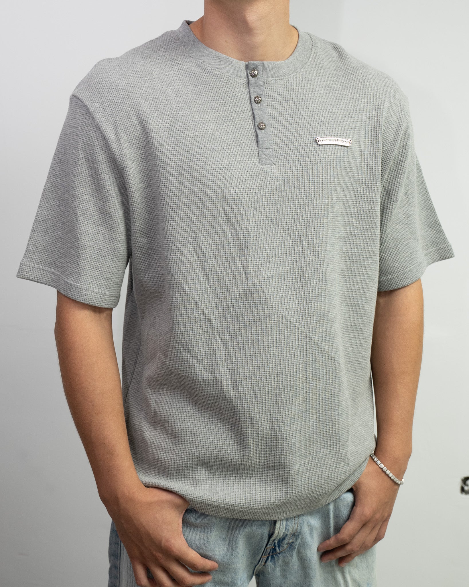 Grey Wool Buttoned T-Shirt™