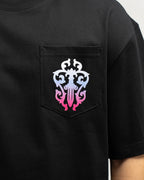 White Blue Pink Dagger Crest Black T-Shirt™